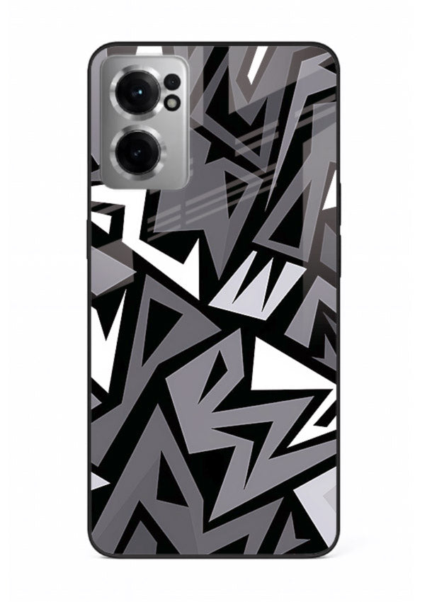 Black White Zigzag monochrome zigzag pattern OnePlus Nord CE2 5G glass back cover