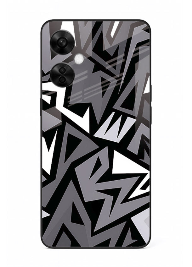 Black White Zigzag monochrome zigzag pattern OnePlus Nord CE3 Lite glass back cover