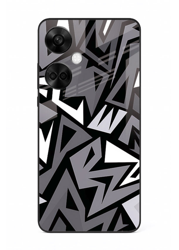 Black White Zigzag monochrome zigzag pattern OnePlus Nord CE3 glass back cover