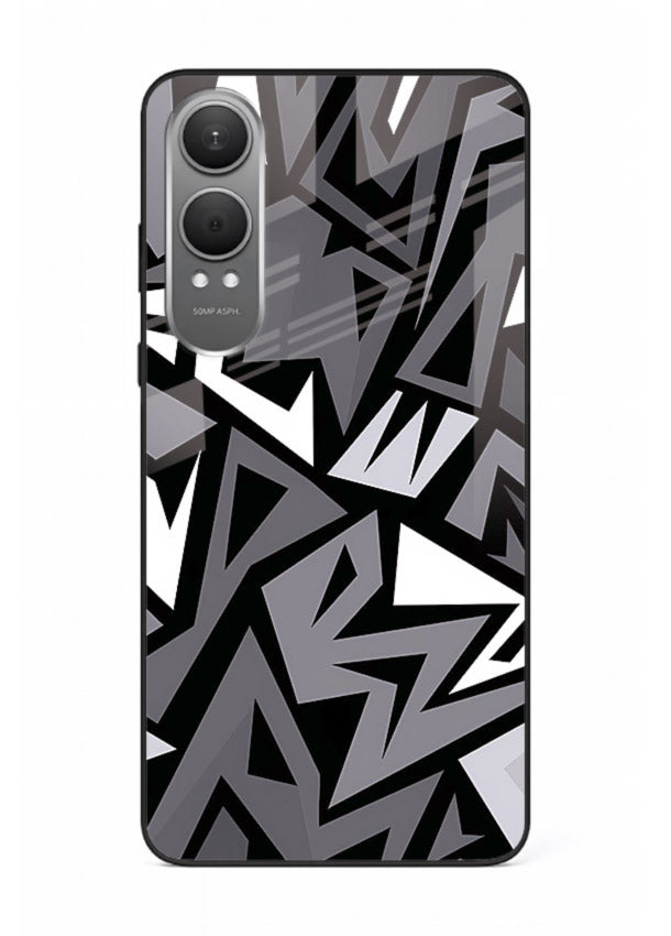 Black White Zigzag monochrome zigzag pattern OnePlus Nord CE4 Lite glass back cover