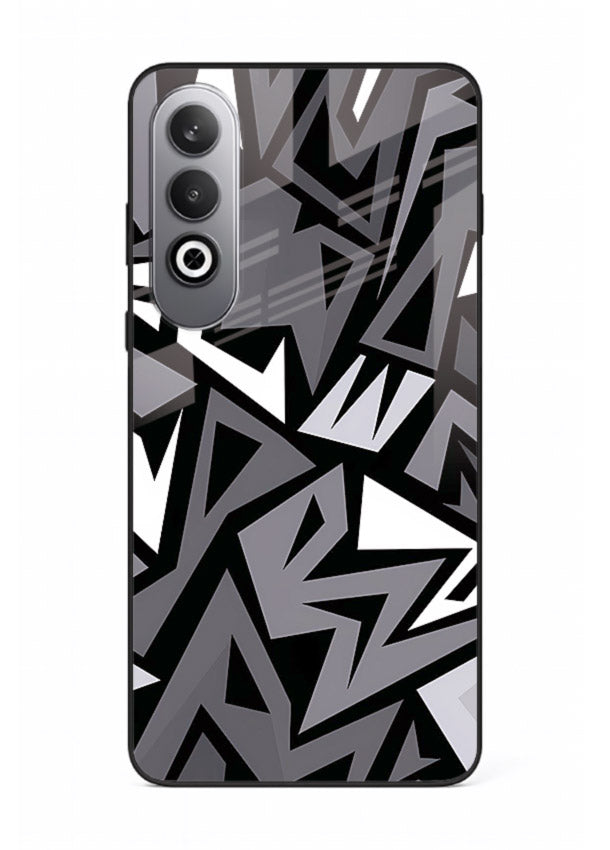Black White Zigzag monochrome zigzag pattern OnePlus Nord CE4 glass back cover