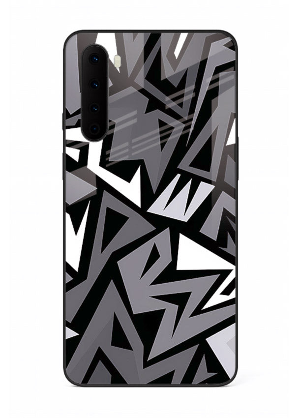 Black White Zigzag monochrome zigzag pattern OnePlus Nord glass back cover