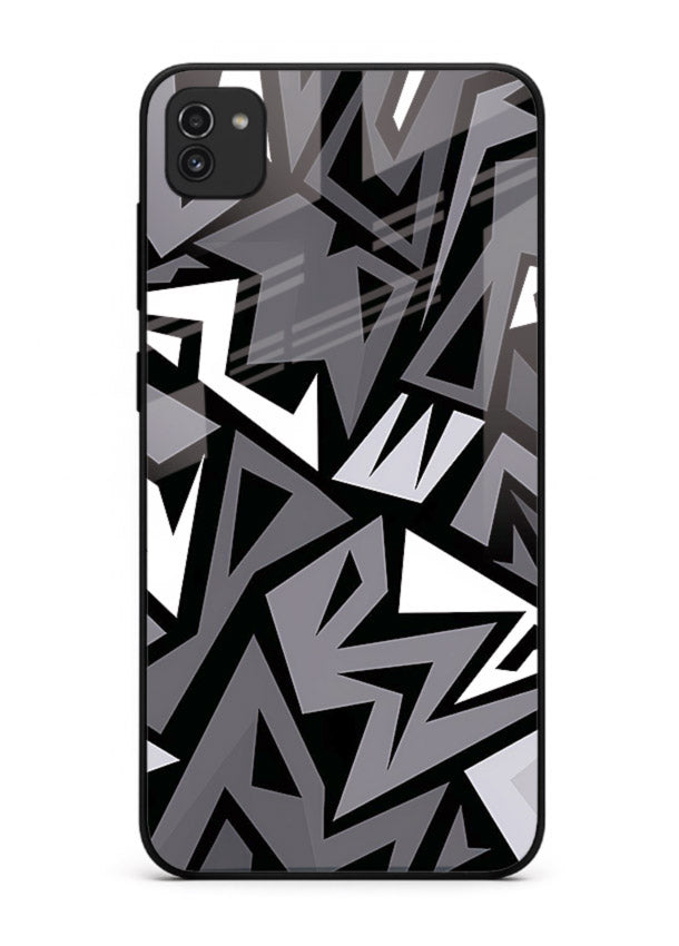 Black White Zigzag monochrome zigzag pattern Samsung A03 glass back cover