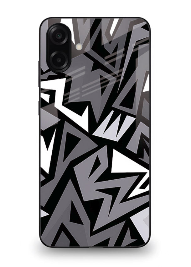 Black White Zigzag monochrome zigzag pattern Samsung A06 5G glass back cover