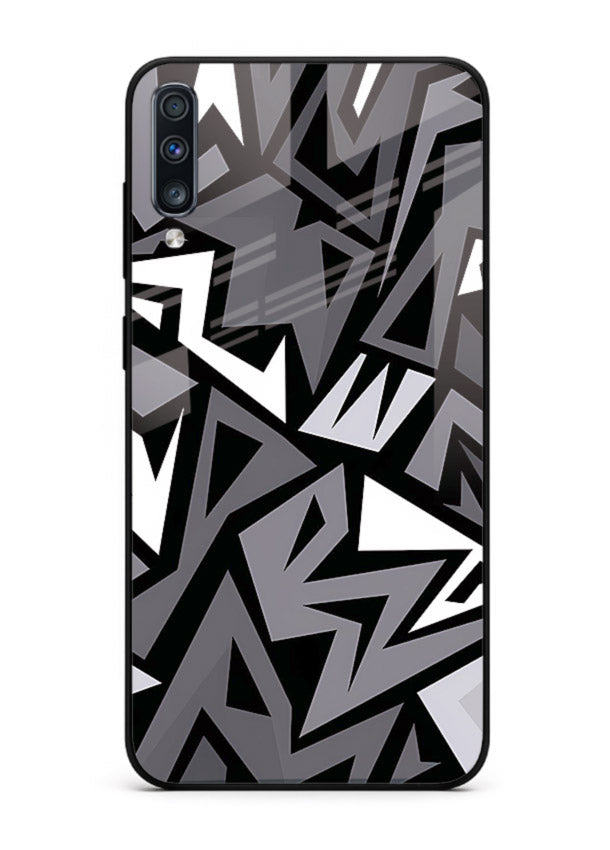 Black White Zigzag monochrome zigzag pattern Samsung A70 glass back cover