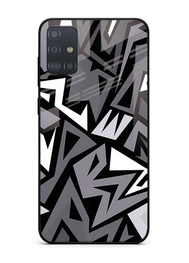 Black White Zigzag monochrome zigzag pattern Samsung A51 glass back cover