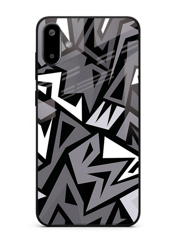Black White Zigzag monochrome zigzag pattern Samsung F06 5G glass back cover
