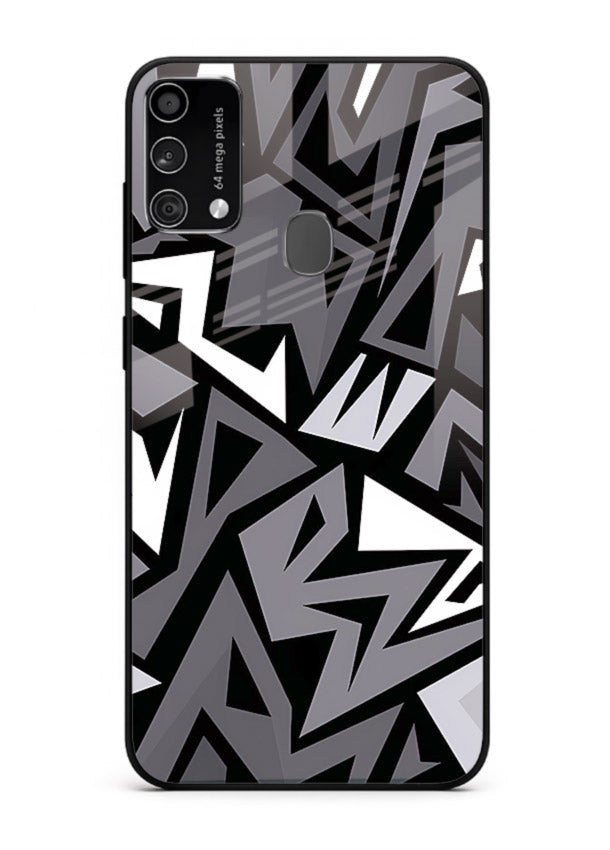Black White Zigzag monochrome zigzag pattern Samsung F41 glass back cover