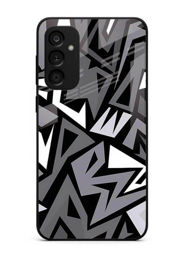 Black White Zigzag monochrome zigzag pattern Samsung F34 5G glass back cover