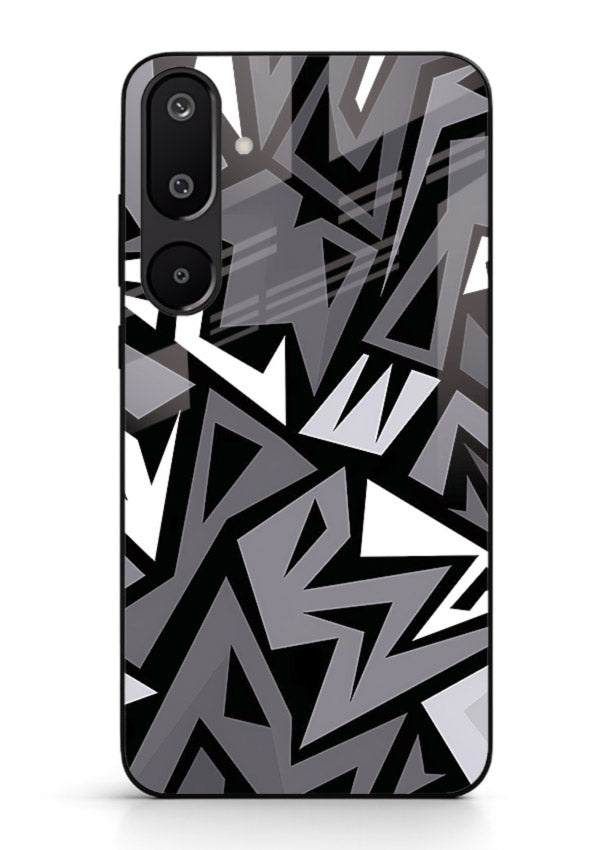 Black White Zigzag monochrome zigzag pattern Samsung F16 5G glass back cover