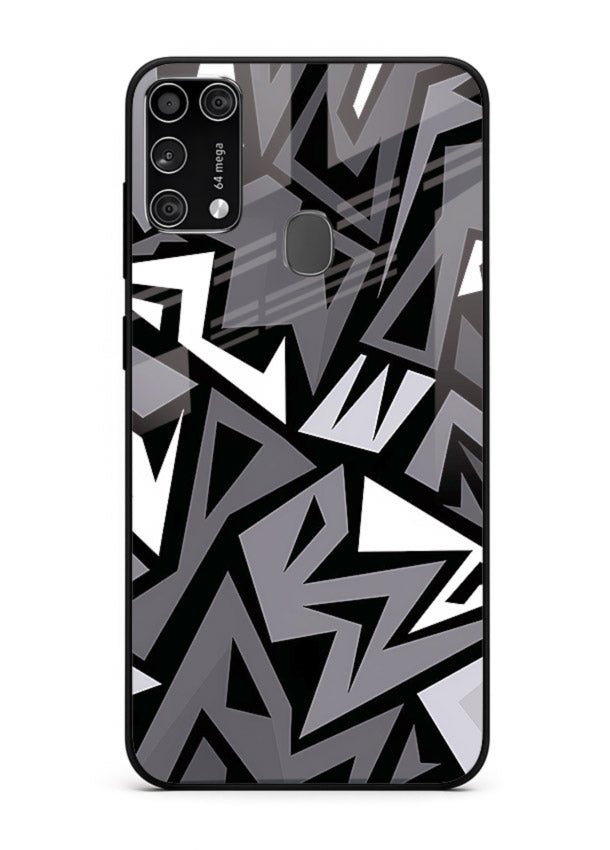 Black White Zigzag monochrome zigzag pattern Samsung M31 Prime glass back cover