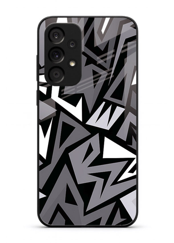 Black White Zigzag monochrome zigzag pattern Samsung A33 5G glass back cover