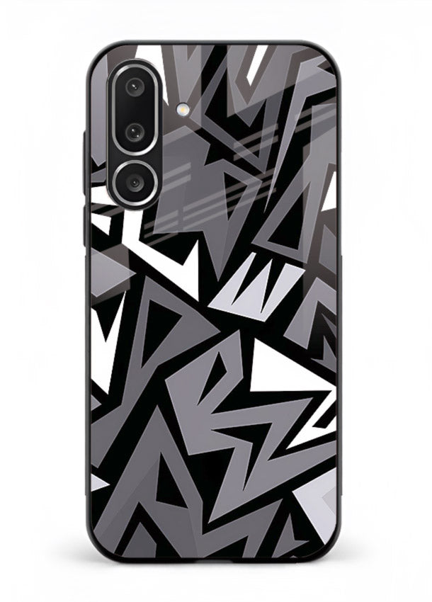 Black White Zigzag monochrome zigzag pattern Samsung F56 5G glass back cover