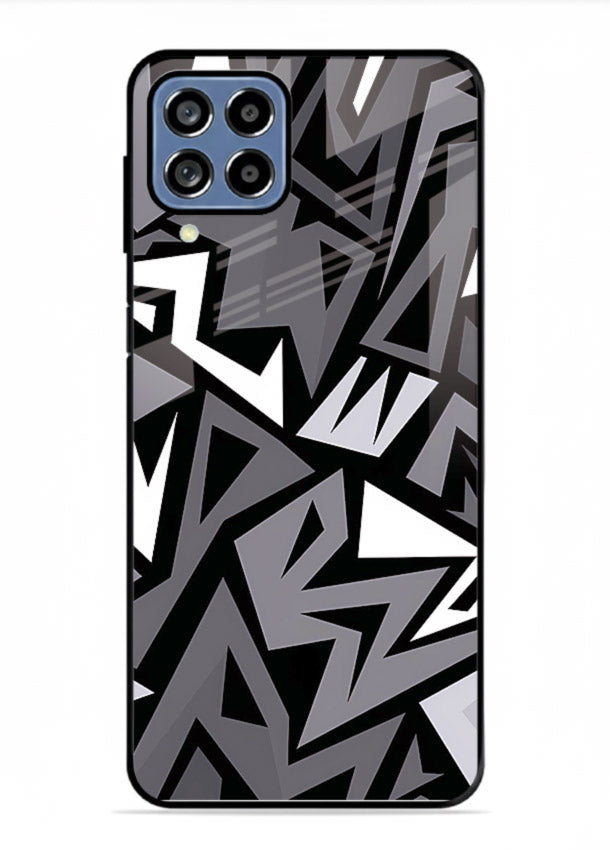 Black White Zigzag monochrome zigzag pattern Samsung F22 4G glass back cover