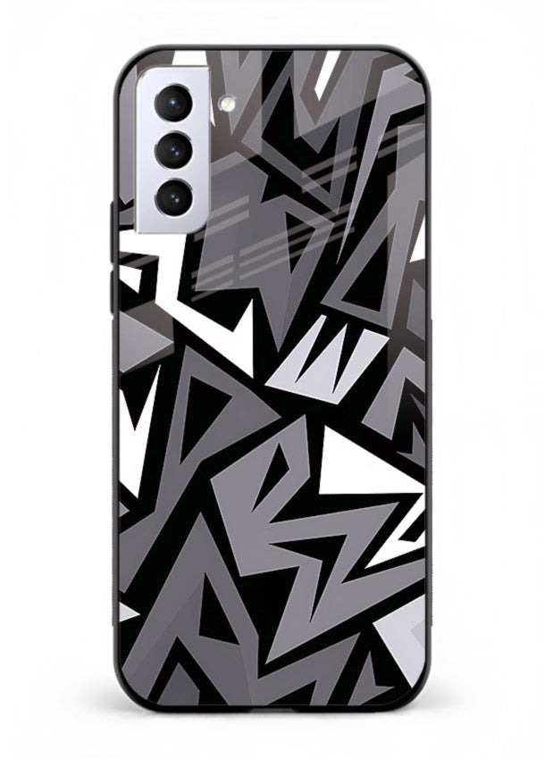 Black White Zigzag monochrome zigzag pattern Samsung S21 FE glass back cover