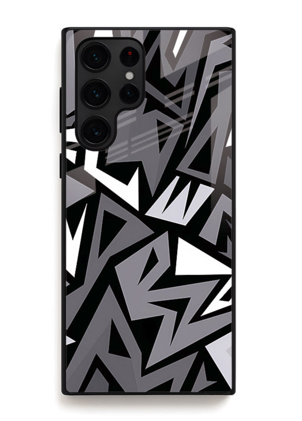 Black White Zigzag monochrome zigzag pattern Samsung S23 Ultra glass back cover