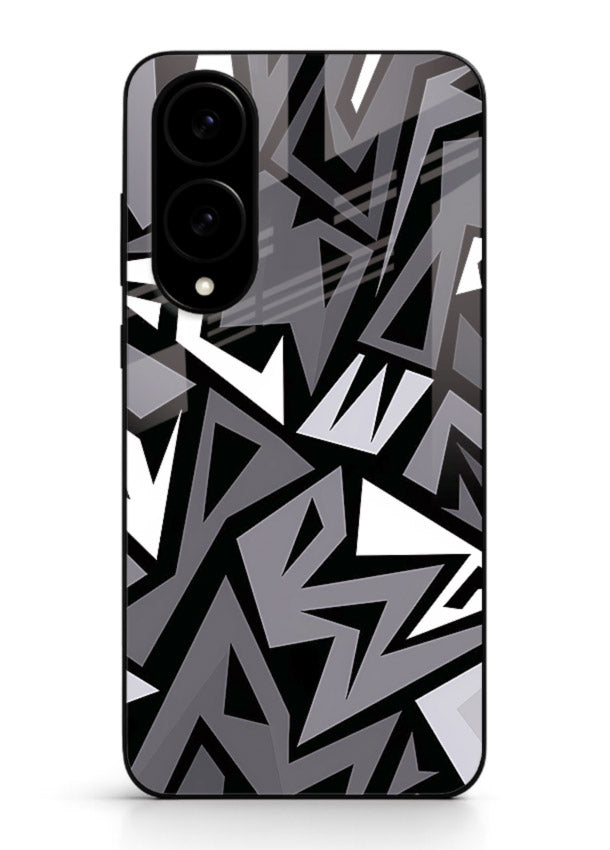 Black White Zigzag monochrome zigzag pattern Samsung S25 Edge glass back cover