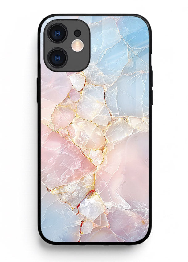 BlackGold Geometric Lines iphone 11 glass back cover with black marble and gold geometric accents