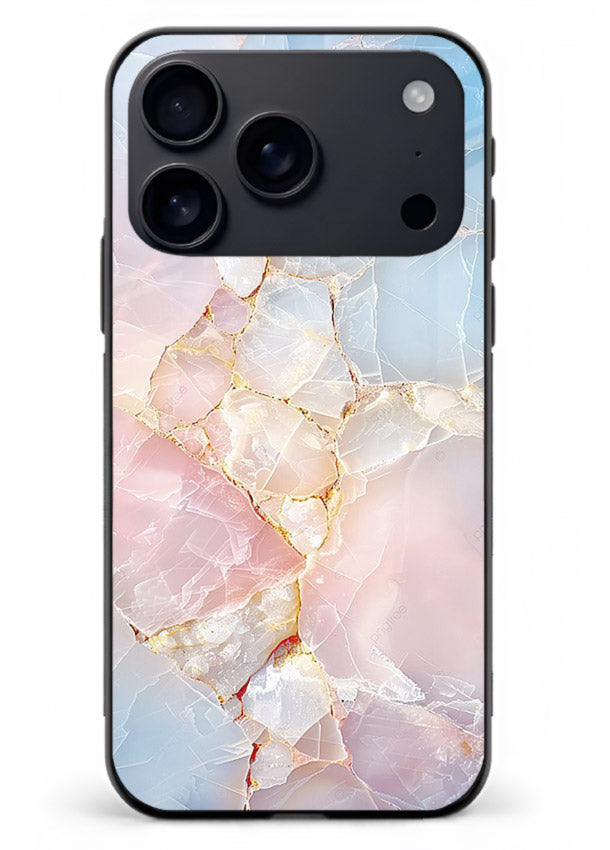 BlackGold Geometric Lines iphone 18 pro max glass back cover with black marble and gold geometric accents