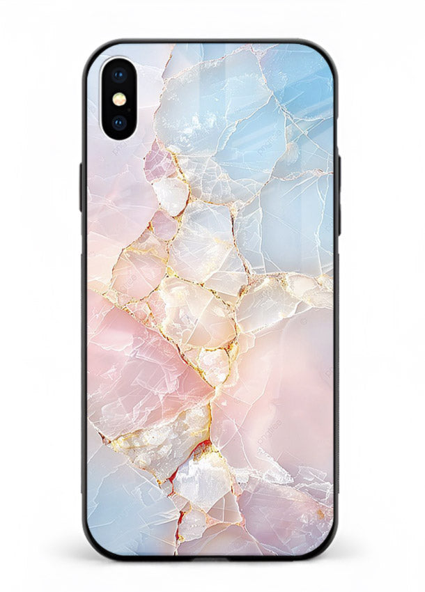 BlackGold Geometric Lines iphone xs max glass back cover with black marble and gold geometric accents