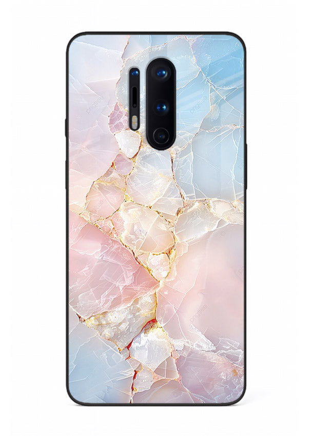 BlackGold Geometric Lines OnePlus 8 Pro glass back cover with black marble and gold geometric accents