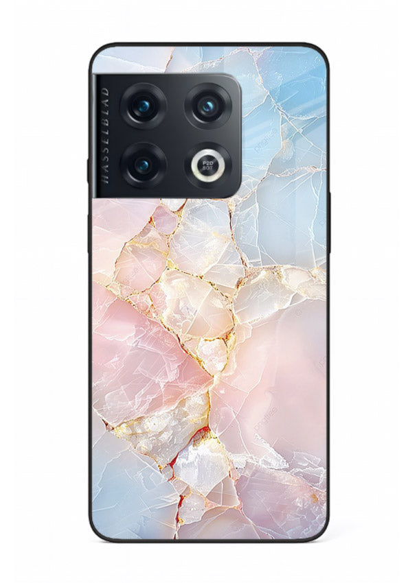 BlackGold Geometric Lines OnePlus 10 Pro glass back cover with black marble and gold geometric accents