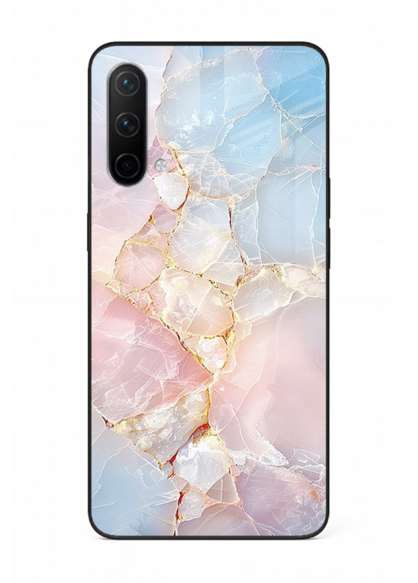 BlackGold Geometric Lines OnePlus Nord CE 5G glass back cover with black marble and gold geometric accents
