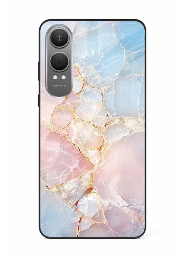 BlackGold Geometric Lines OnePlus Nord CE4 Lite glass back cover with black marble and gold geometric accents