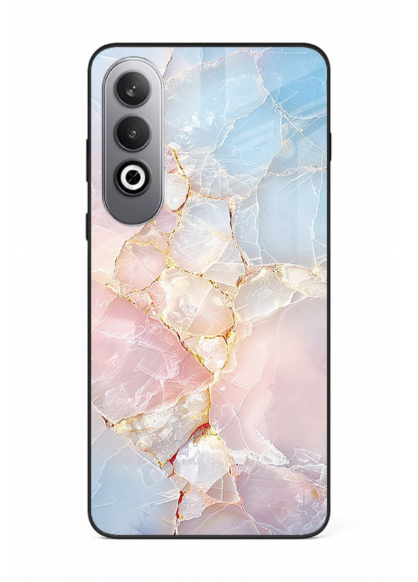 BlackGold Geometric Lines OnePlus Nord CE4 glass back cover with black marble and gold geometric accents