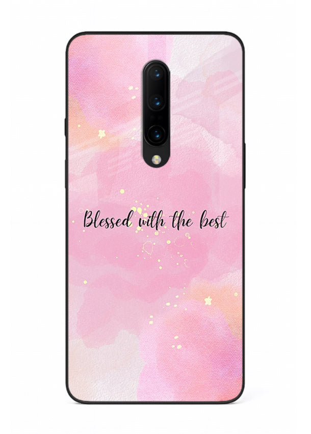 Pink watercolor gratitude design featured on OnePlus 8 glass back cover with soft glow.