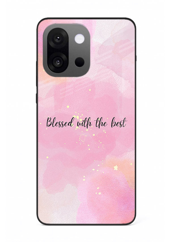 Pink watercolor gratitude design featured on OnePlus 13s glass back cover with soft glow.
