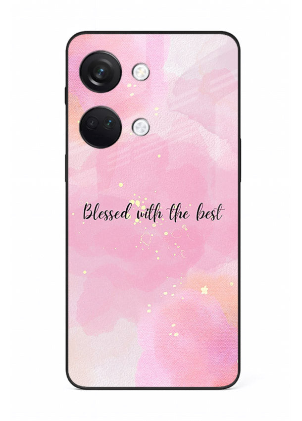 Pink watercolor gratitude design featured on OnePlus Nord 3 glass back cover with soft glow.