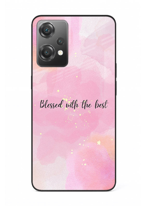 Pink watercolor gratitude design featured on OnePlus Nord CE2 Lite 5G glass back cover with soft glow.