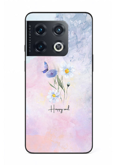 Minimal floral illustration printed on OnePlus 10 Pro glass back cover with soft tones.
