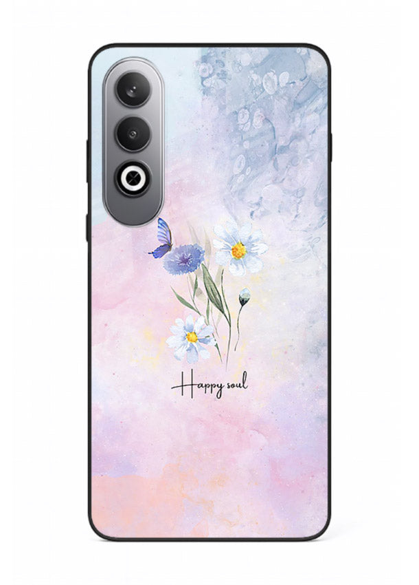 Minimal floral illustration printed on OnePlus Nord CE4 glass back cover with soft tones.