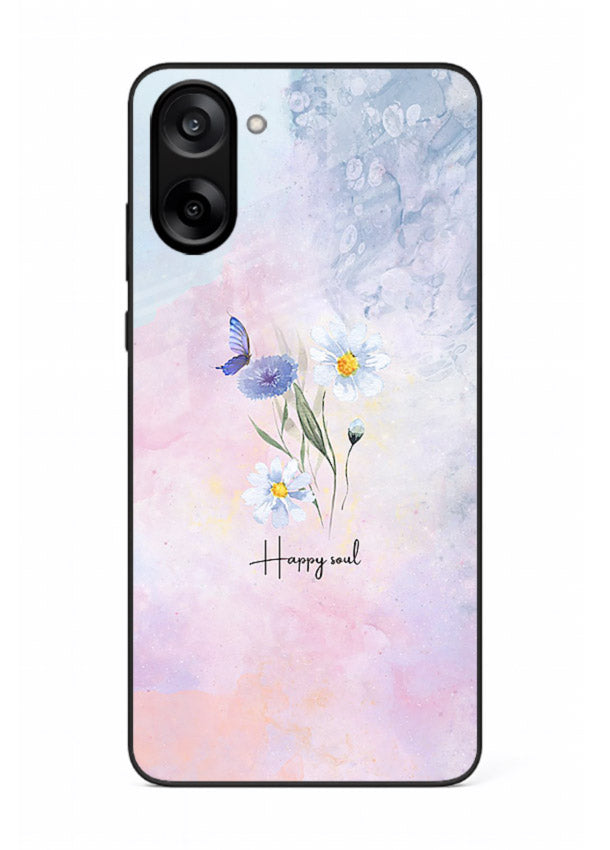 Minimal floral illustration printed on OnePlus Nord CE5 glass back cover with soft tones.