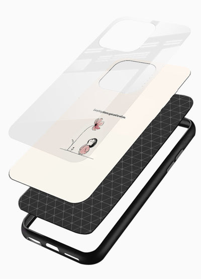 Girl-and-flower illustration printed on glossy vibrant premium glass back cover with warm delicate tones. - Angle Layers