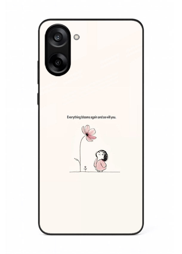 Girl-and-flower illustration printed on OnePlus Nord CE5 glass back cover with warm delicate tones.