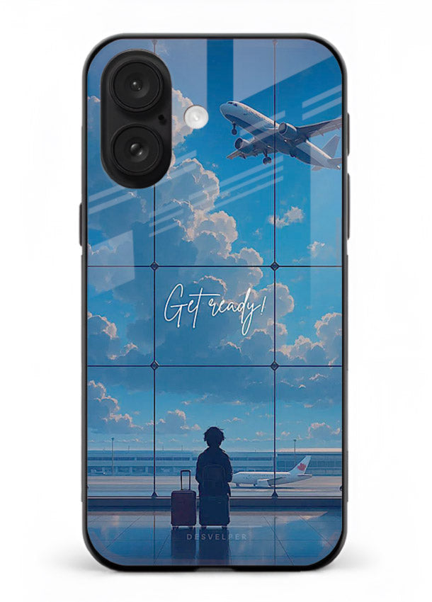Blue Airport Window airplane scene iphone 18 glass back cover
