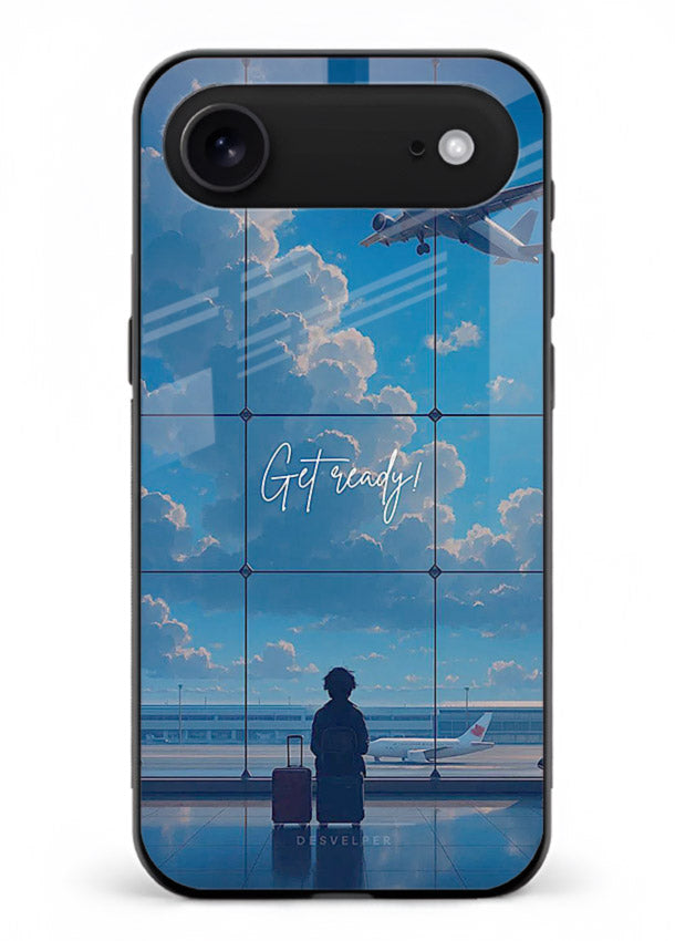 Blue Airport Window airplane scene iphone 18 air glass back cover