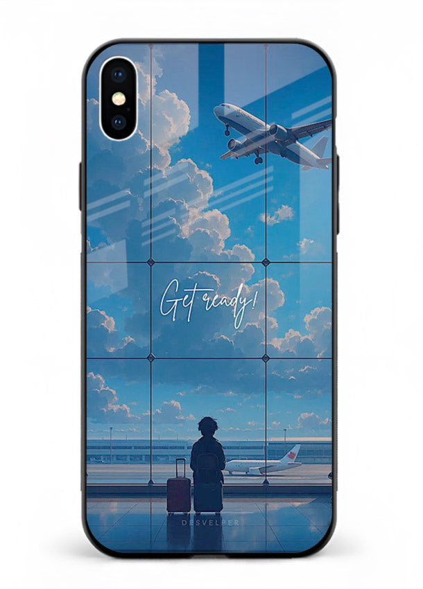 Blue Airport Window airplane scene iphone xs max glass back cover