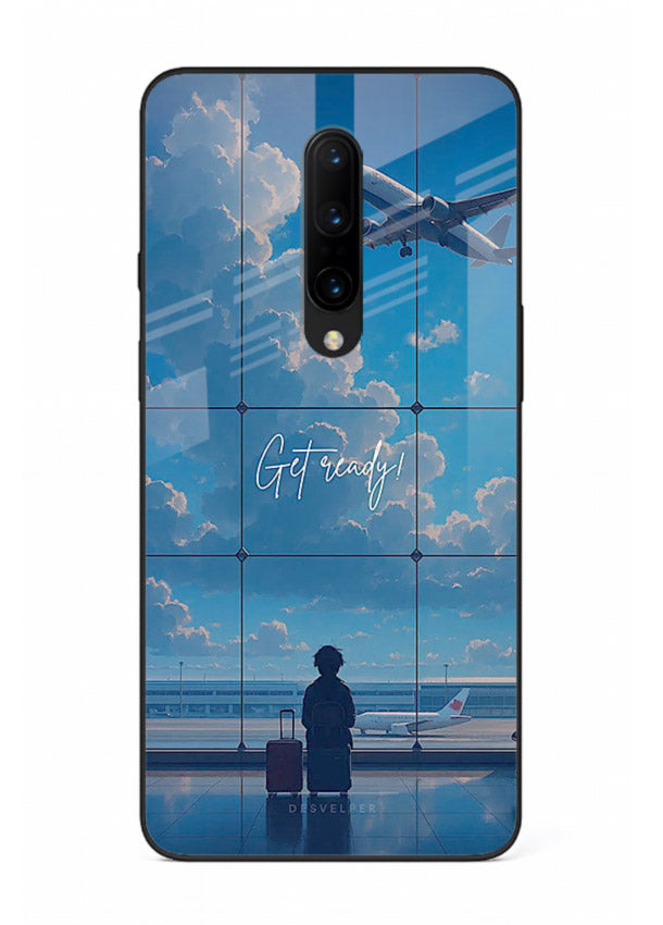 Blue Airport Window airplane scene OnePlus 8 glass back cover