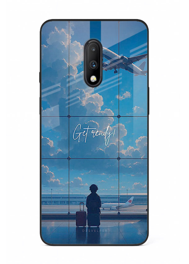 Blue Airport Window airplane scene OnePlus 7 glass back cover