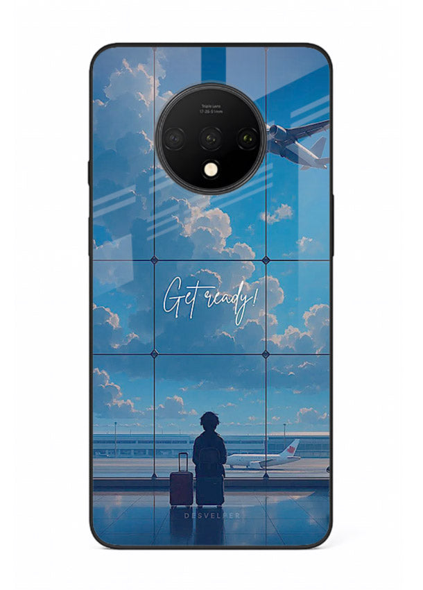 Blue Airport Window airplane scene OnePlus 7T glass back cover