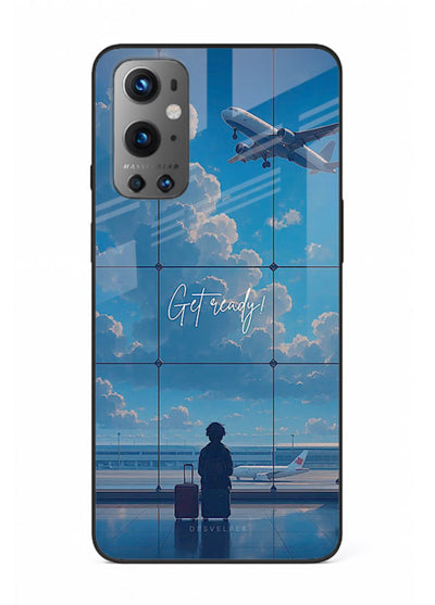 Blue Airport Window airplane scene OnePlus 9 glass back cover