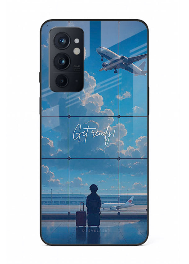 Blue Airport Window airplane scene OnePlus 9RT glass back cover