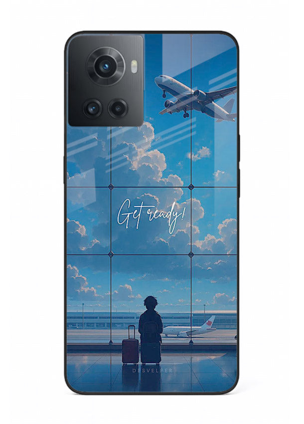 Blue Airport Window airplane scene OnePlus 10R glass back cover
