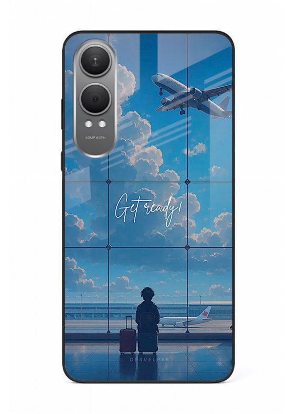 Blue Airport Window airplane scene OnePlus Nord CE4 Lite glass back cover