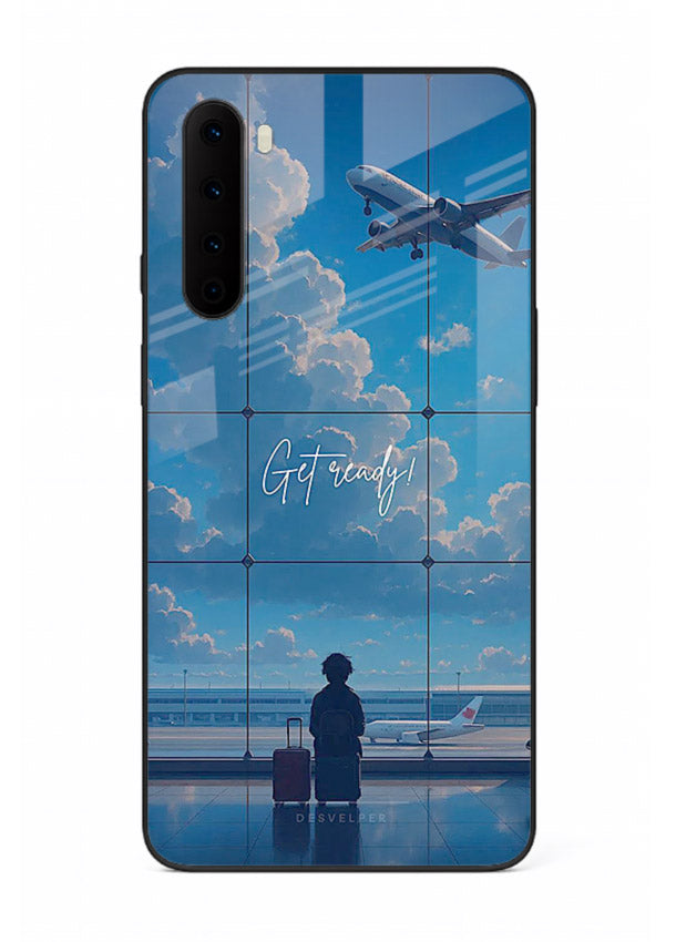 Blue Airport Window airplane scene OnePlus Nord glass back cover