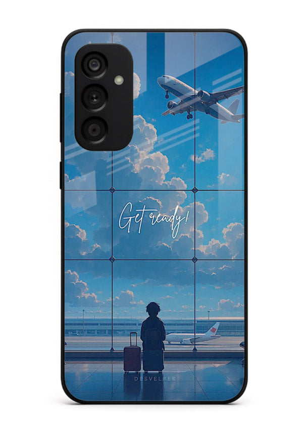 Blue Airport Window airplane scene Samsung F34 5G glass back cover